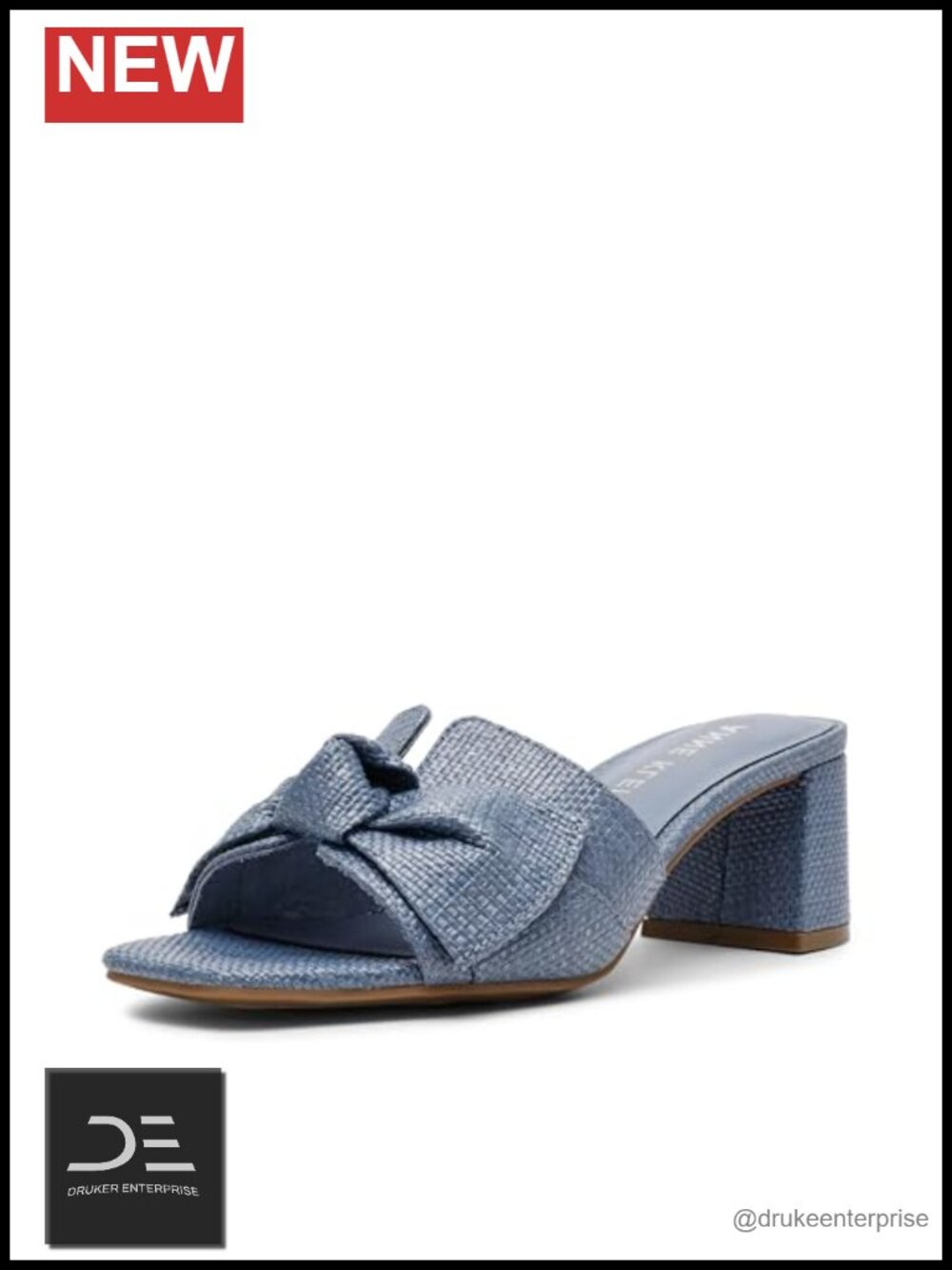 Anne Klein Kizmet Heeled Sandals PU Block Heel Slip On Bow